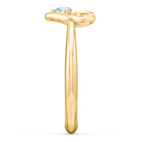 Forget Me Knot Heart Infinity Ring – 18K Gold Plated Silver with Blue Topaz