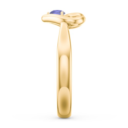 Forget Me Knot Heart Infinity Ring – 18K Gold Plated Silver with Blue Sapphire