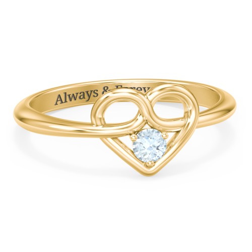 Forget Me Knot Heart Infinity Ring – 18K Gold Plated Silver with Aquamarine
