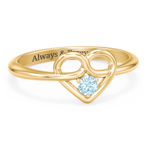 Forget Me Knot Heart Infinity Ring – 18K Gold Plated Silver with Blue Topaz