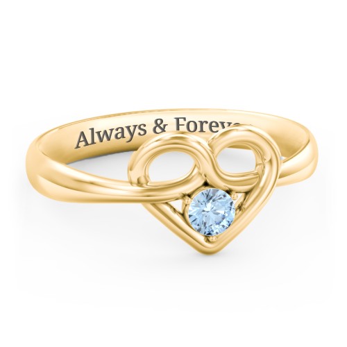 Forget Me Knot Heart Infinity Ring – 18K Gold Plated Silver with Blue Topaz