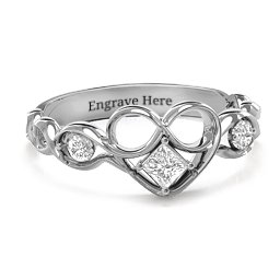Shimmering Infinity Princess Stone Heart Ring
