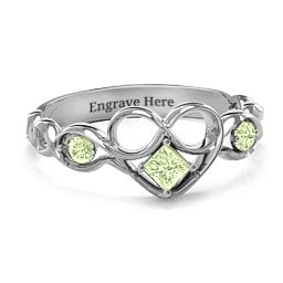 Shimmering Infinity Princess Stone Heart Ring