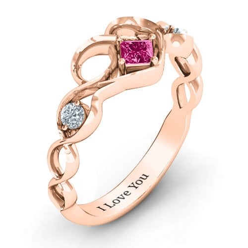 Shimmering Infinity Princess Stone Heart Ring