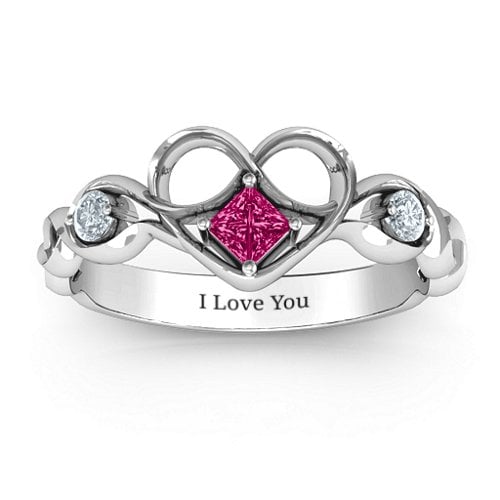 Shimmering Infinity Princess Stone Heart Ring