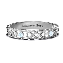 Two-Stone Interwoven Infinity Ring