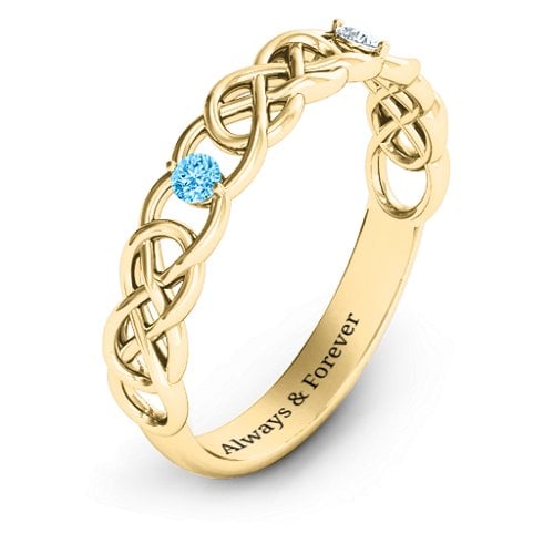 Two-Stone Interwoven Infinity Ring
