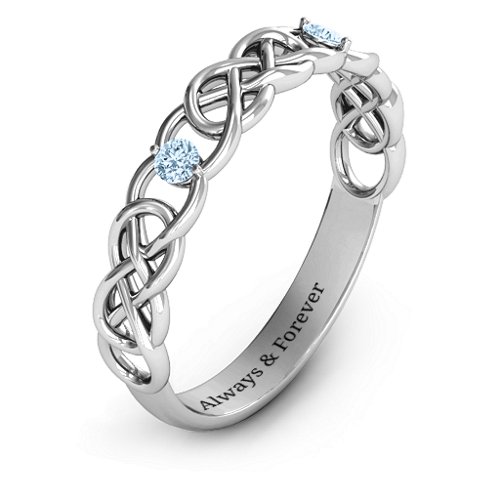 Two-Stone Interwoven Infinity Ring