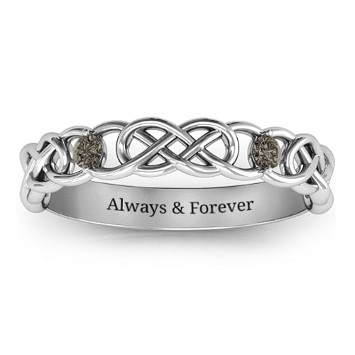 Two-Stone Interwoven Infinity Ring
