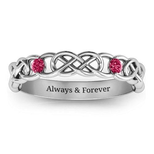 Two-Stone Interwoven Infinity Ring