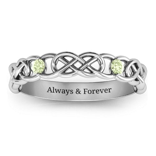 Two-Stone Interwoven Infinity Ring