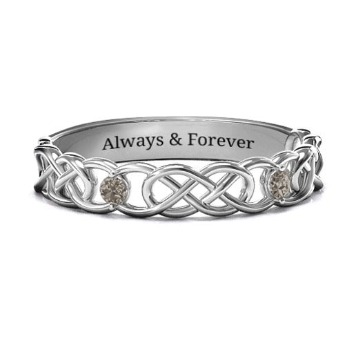Two-Stone Interwoven Infinity Ring