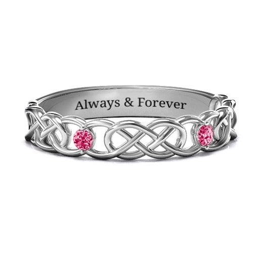 Two-Stone Interwoven Infinity Ring
