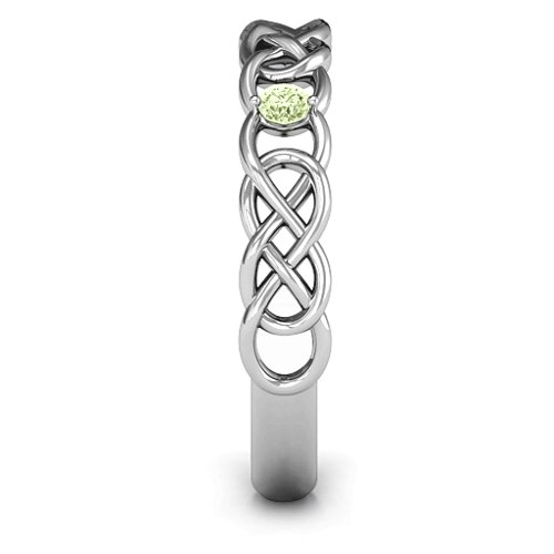 Two-Stone Interwoven Infinity Ring – Sterling Silver with Peridot