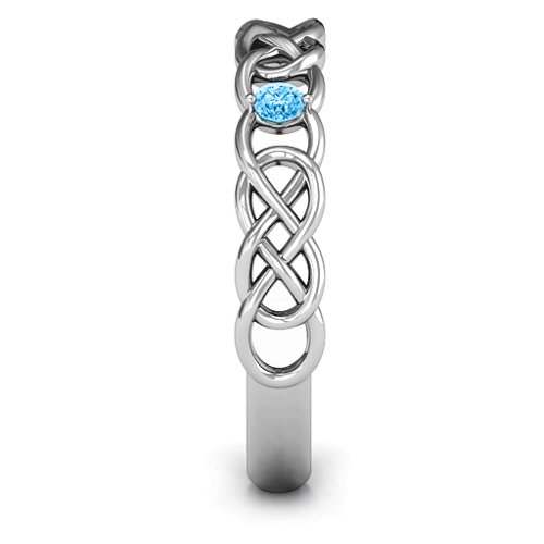 Two-Stone Interwoven Infinity Ring – Sterling Silver with Blue Topaz