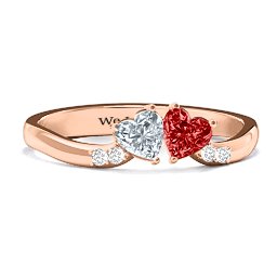 Follow Your Heart Ring in 9K Solid Rose Gold with Cubic Zirconia, Garnet, and White Premium Zirconia