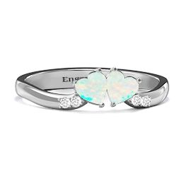 Follow Your Heart Ring in 925 Sterling Silver with Opal and White Premium Zirconia