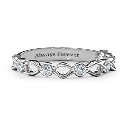 Five-Stone Family Forever Band in 925 Sterling Silver with Diamond