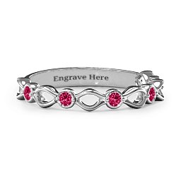 Five-Stone Family Forever Band in 925 Sterling Silver with Ruby