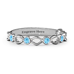 Five-Stone Family Forever Band in 925 Sterling Silver with Blue Topaz