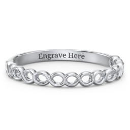 Dreaming Of Infinity Band in 925 Sterling Silver with Red Premium Zirconia, Amethyst Premium Zirconia, and Amethyst