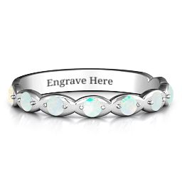 Vintage Glamour Accented Band in 925 Sterling Silver with Opal, Amethyst Premium Zirconia, Red Premium Zirconia, and Amethyst