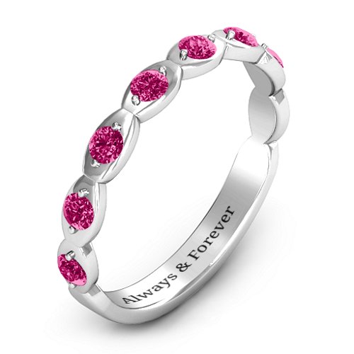 Vintage Glamour Accented Band – Sterling Silver with Ruby
