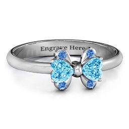 Beauty And The Bow Ring in 925 Sterling Silver with Blue Topaz and Fancy Blue Premium Zirconia