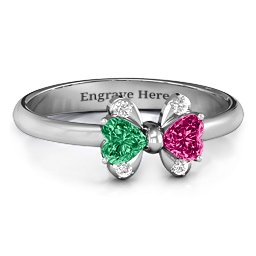 Beauty And The Bow Ring in 925 Sterling Silver with Emerald, Ruby, and White Premium Zirconia