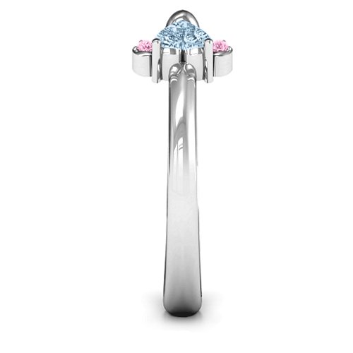 Beauty And The Bow Ring – Sterling Silver with Aquamarine and Fancy Pink Premium Zirconia