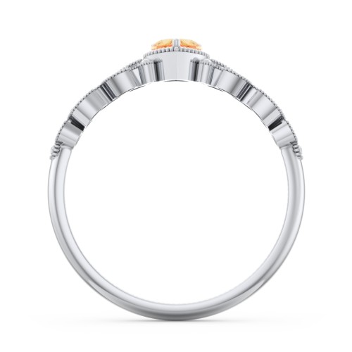 Heart Cut Gemstone Ring with Milgrain and Leaf Detailing