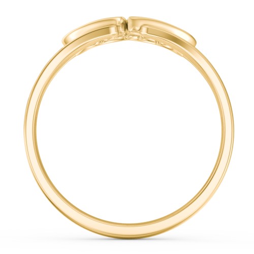 Engravable Split Shank Heart Ring with Gemstones – 9kt Yellow Gold with Cubic Zirconia