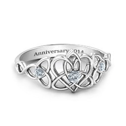 Triple Trinity Celtic Heart Ring