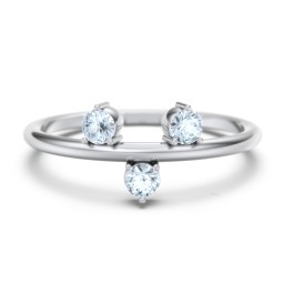 Stacking Ring with 1-5 Stones in 925 Sterling Silver with Aquamarine and Cubic Zirconia