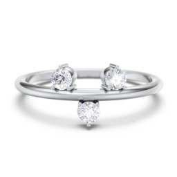 Stacking Ring with 1-5 Stones in 925 Sterling Silver with Diamond, Aquamarine, and Cubic Zirconia