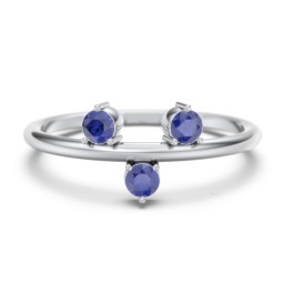 Stacking Ring with 1-5 Stones in 925 Sterling Silver with Blue Sapphire, Aquamarine, and Cubic Zirconia