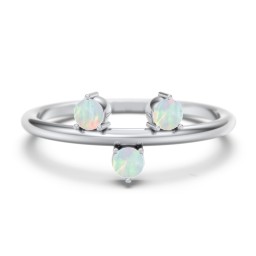 Stacking Ring with 1-5 Stones in 925 Sterling Silver with Opal, Aquamarine, and Cubic Zirconia