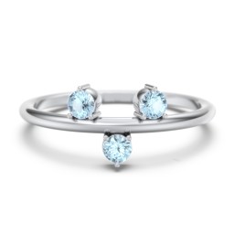 Stacking Ring with 1-5 Stones in 925 Sterling Silver with Blue Topaz, Aquamarine, and Cubic Zirconia
