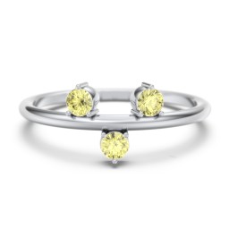 Stacking Ring with 1-5 Stones in 925 Sterling Silver with Citrine, Aquamarine, and Cubic Zirconia