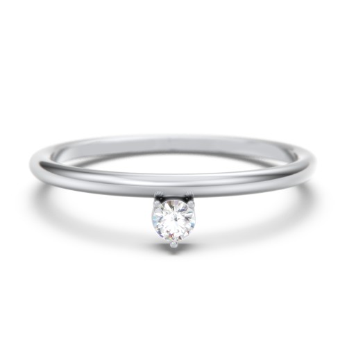 Stacking Ring with 1-5 Stones – Sterling Silver with Cubic Zirconia