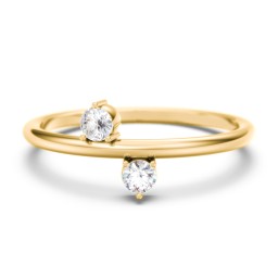 Stacking Ring with 1-5 Stones in 9K Solid Yellow Gold with Cubic Zirconia and Aquamarine