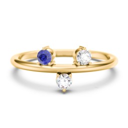 Stacking Ring with 1-5 Stones in 9K Solid Yellow Gold with Cubic Zirconia, Blue Sapphire, and Aquamarine
