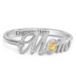 All About Mom Birthstone Ring in 925 Sterling Silver with Citrine
