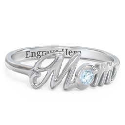 All About Mom Birthstone Ring in 925 Sterling Silver with Blue Topaz