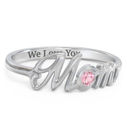 All About Mom Birthstone Ring in 925 Sterling Silver with Pink Tourmaline