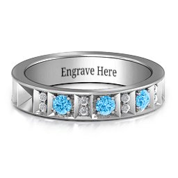 Contemporary Elegance Birthstone Band in 925 Sterling Silver with Blue Topaz