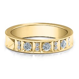 Contemporary Elegance Birthstone Band in 9K Solid Yellow Gold