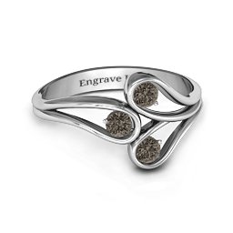Eternal Elegance Three-Stone Ring in 925 Sterling Silver with Smokey Quartz