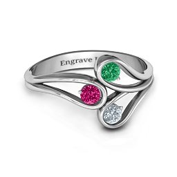 Eternal Elegance Three-Stone Ring in 925 Sterling Silver with Emerald, Ruby, and Cubic Zirconia