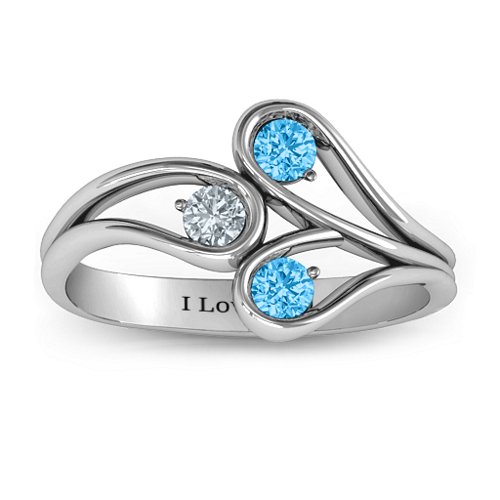 Eternal Elegance Three-Stone Ring – Sterling Silver with Blue Topaz and Cubic Zirconia